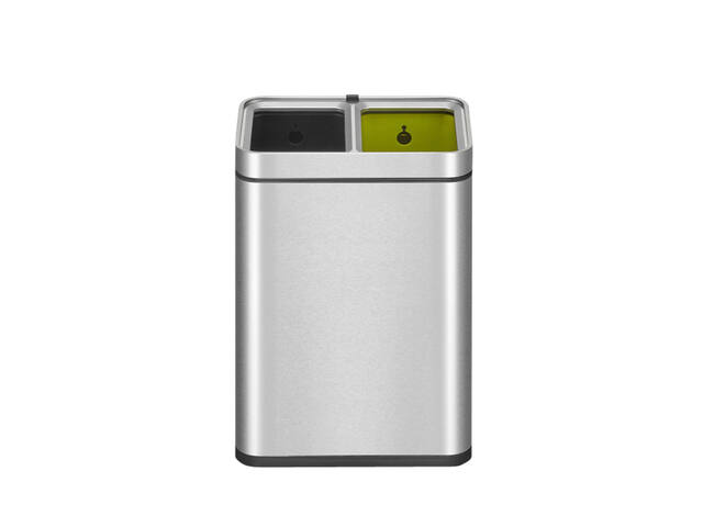 Afvalbak EKO Laguna Slim inwerpopening 2x10L RVS