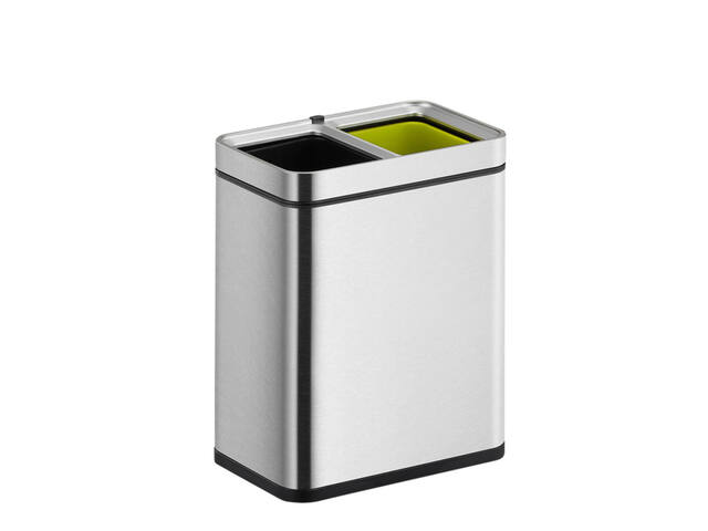 Afvalbak EKO Laguna Slim inwerpopening 2x10L RVS