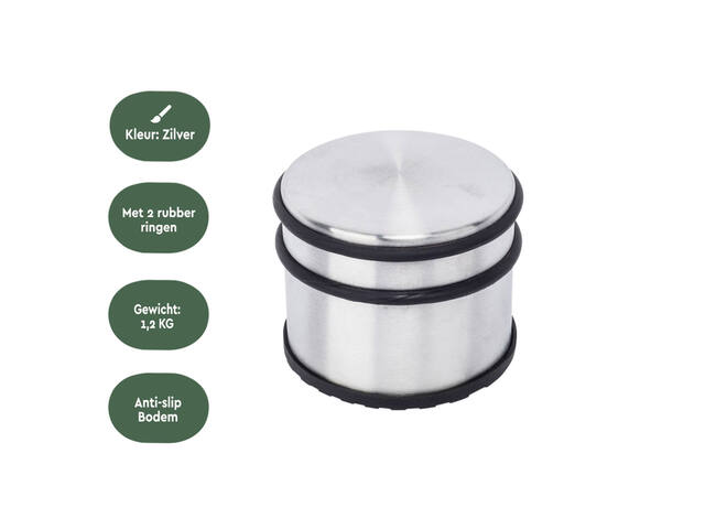 Deurstopper BRASQ met rubberen ringen rvs