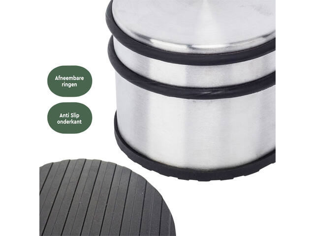 Deurstopper BRASQ met rubberen ringen rvs