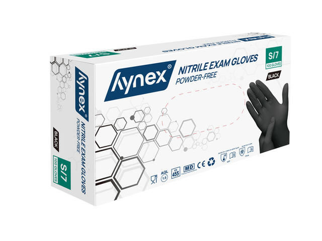Handschoen Hynex nitril S 100st zwart