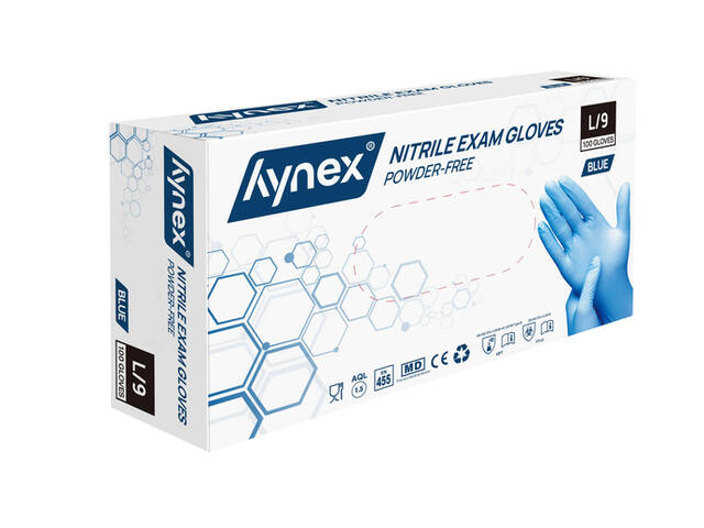 Handschoen Hynex nitril L 100st blauw