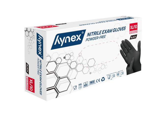 Handschoen Hynex nitril XL 100st zwart
