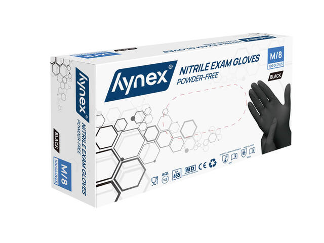 Handschoen Hynex nitril M 100st zwart