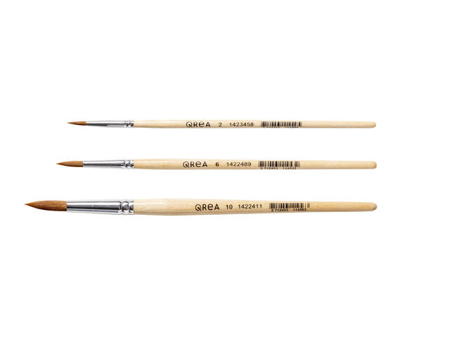 Penseel Qrea synthetisch haar  set a 3 breedtes