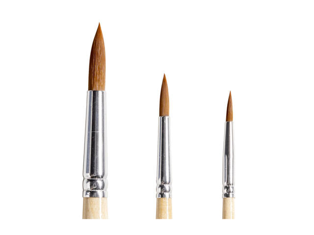 Penseel Qrea synthetisch haar  set a 3 breedtes
