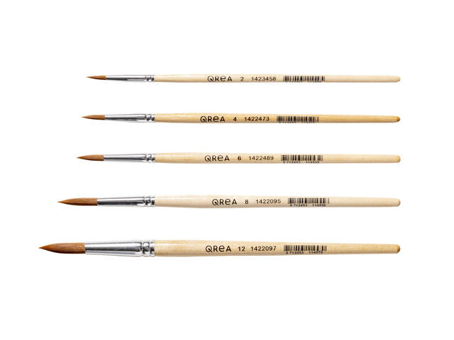 Penseel Qrea synthetisch haar  set a 5 breedtes
