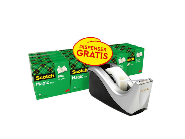 Plakband Scotch Magic 19mmx33m + houder zi 16rol