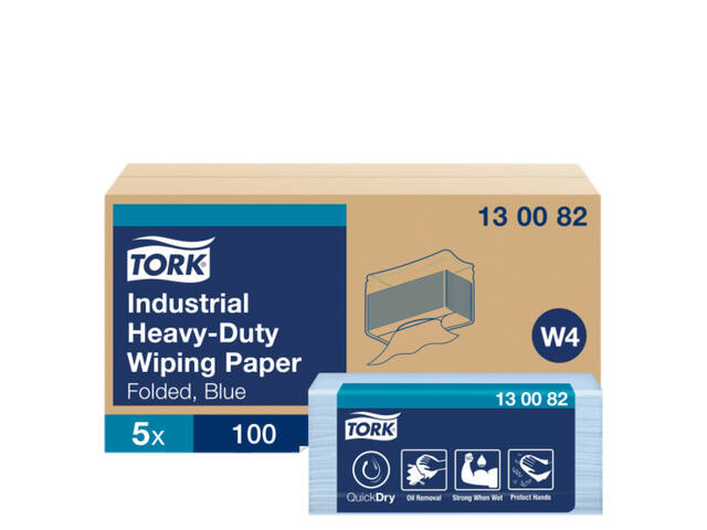 Reinigingsdoek Tork W4 gevouwen blauw 130082