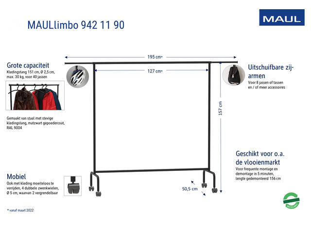 Garderoberek MAUL Limbo 156x127(tot 220)x50cm mob