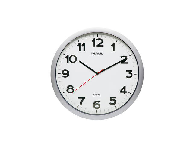 Wandklok MAUL Step Quartz O40x5cm kunstst zil/wit