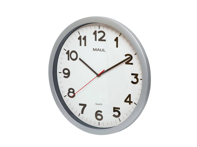 Wandklok MAUL Step Quartz O40x5cm kunstst zil/wit