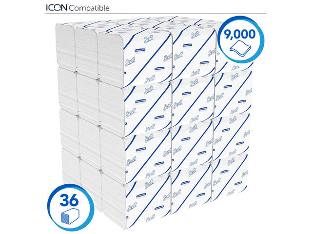 Toiletpapier Scott Control gevouwen 2laags wit