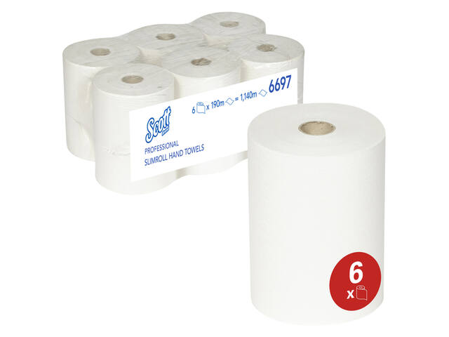 Handdoekrol Scott Slimroll 1laags 190m wit 6697