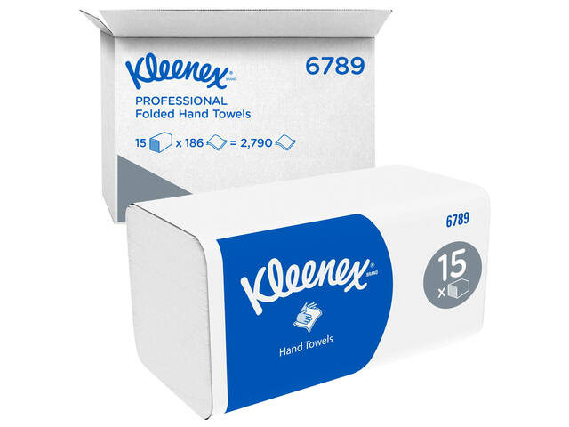 Handdoek Kleenex 2laags 215x212mm 15x186 vel wit