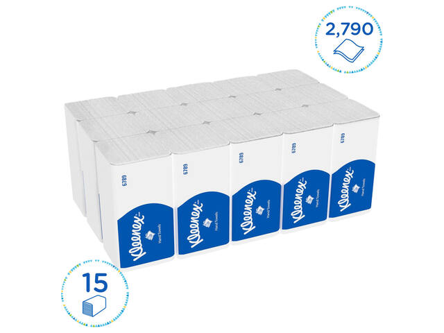 Handdoek Kleenex 2laags 215x212mm 15x186 vel wit