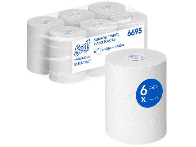 Handdoekrol Scott Slimroll 1laags 190m wit 6695