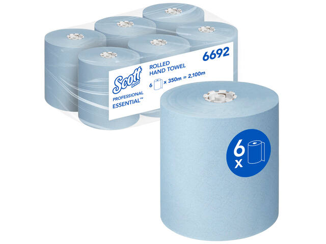 Handdoekrol Scott 1laags 350m blauw