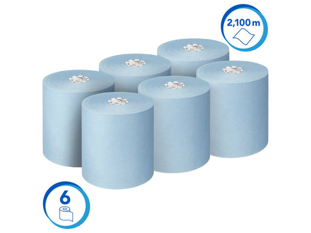 Handdoekrol Scott 1laags 350m blauw