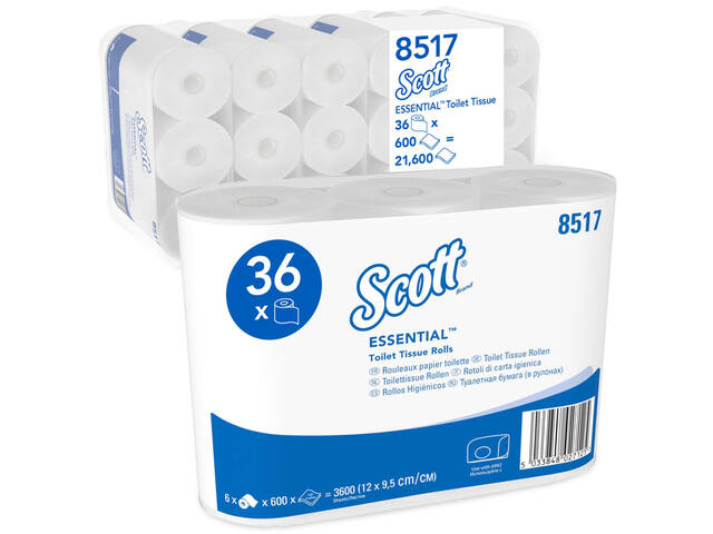 Toiletpapier Scott Essential 2laags 600 vel wit