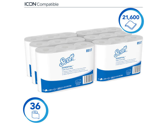 Toiletpapier Scott Essential 2laags 600 vel wit