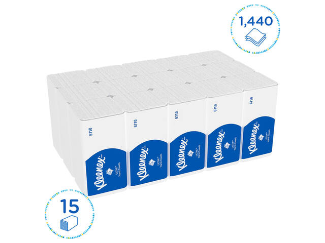 Handdoek Kleenex Ultra 3laags 215x318mm wit 6710