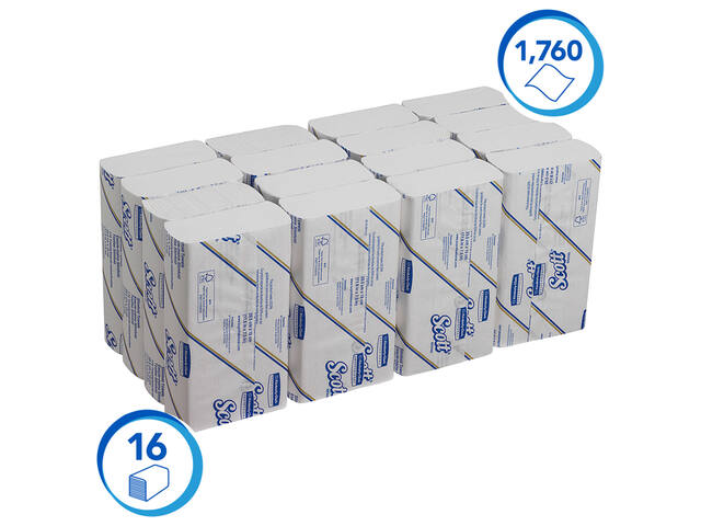 Handdoek Scott Slimfold 1laags 190x300mm wit