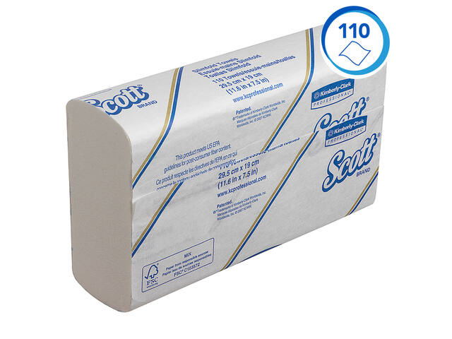 Handdoek Scott Slimfold 1laags 190x300mm wit