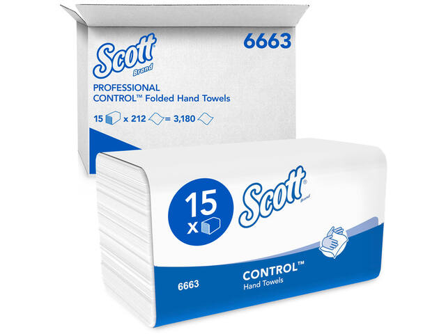 Handdoek Scott Control 1laags 215x315mm wit