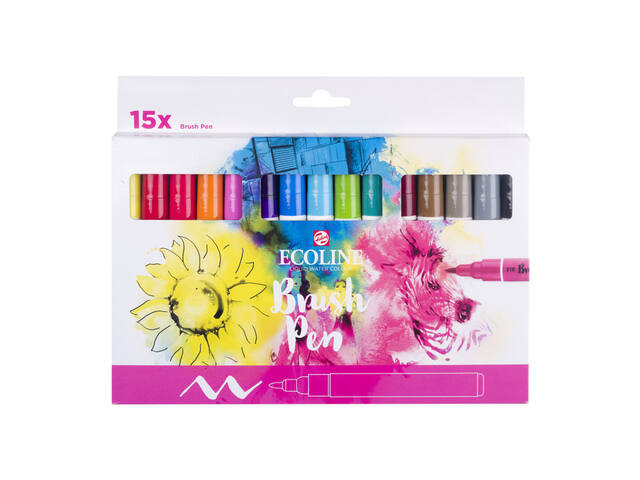 Brushpen Talens Ecoline set 15 stuks assorti