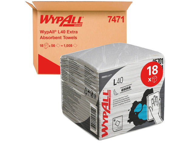 Reinigingsdoek WypAll L40 PowerClean wit 7471