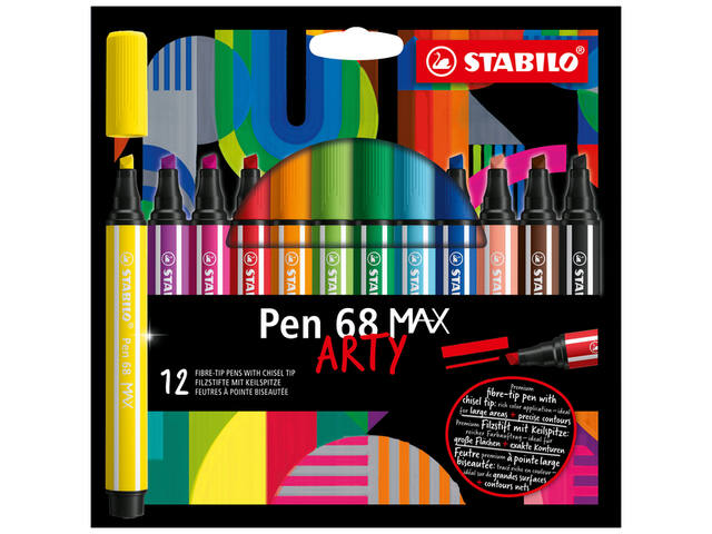 Viltstift STABILO Pen 68/12 Max Arty 12st assorti