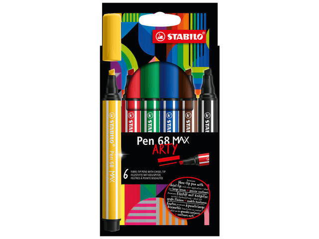 Viltstift STABILO Pen 68/6 Max Arty 6st assorti