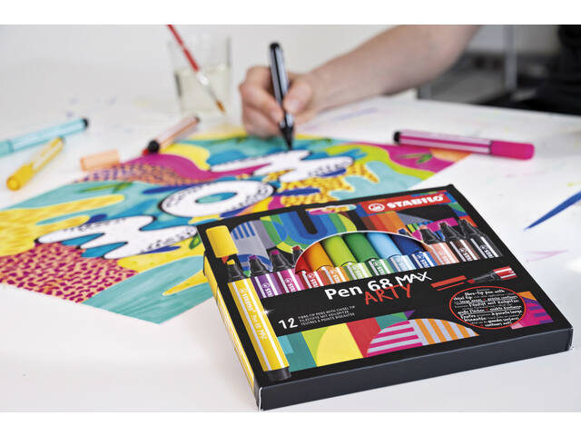 Viltstift STABILO Pen 68/6 Max Arty 6st assorti