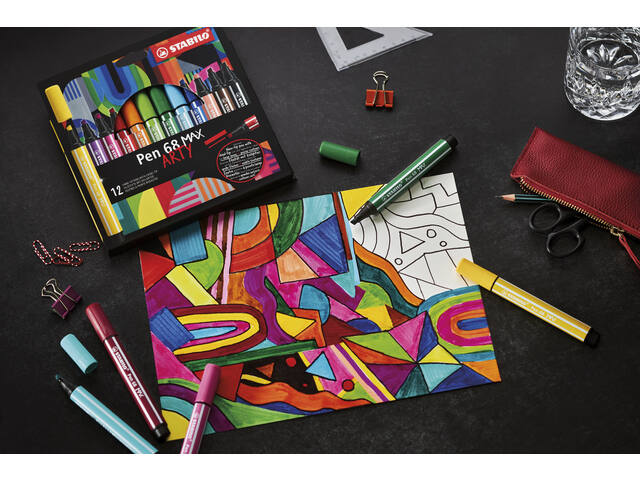 Viltstift STABILO Pen 68/6 Max Arty 6st assorti