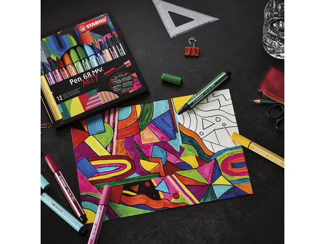 Viltstift STABILO Pen 68/6 Max Arty 6st assorti