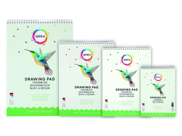 Tekenblok Qrea A4 24vel 160gr spiraal