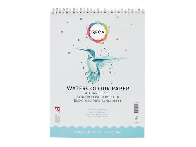 Aquarelblok Qrea 24x32 20vel 200gr spiraal