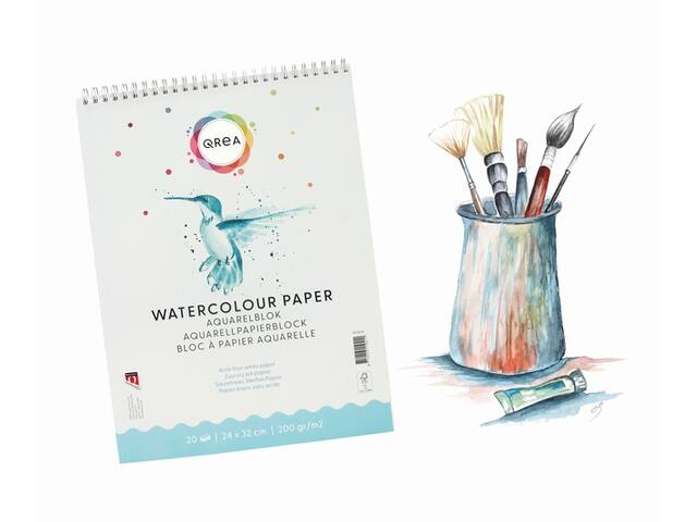Aquarelblok Qrea 24x32 20vel 200gr spiraal