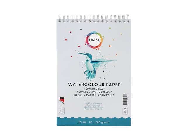 Aquarelblok Qrea A5 20vel 200gr spiraal