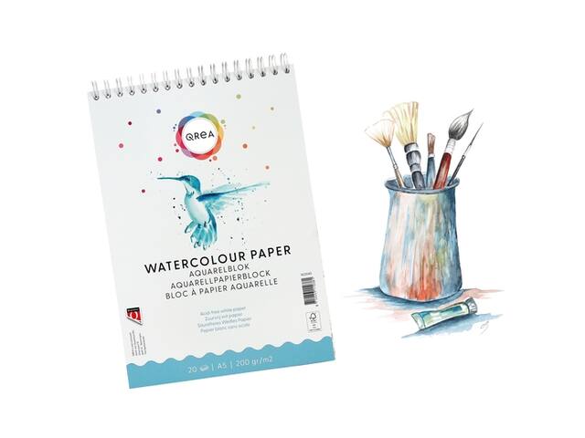Aquarelblok Qrea A5 20vel 200gr spiraal