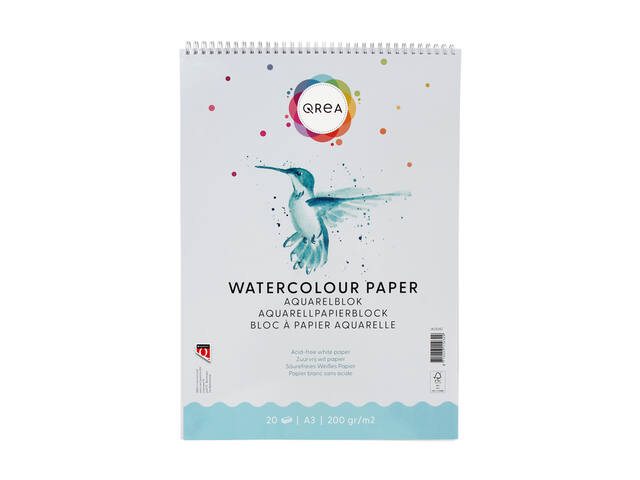 Aquarelblok Qrea A3 20vel 200gr spiraal