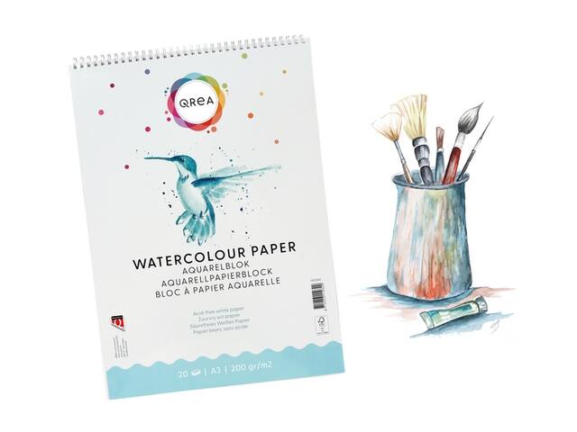 Aquarelblok Qrea A3 20vel 200gr spiraal