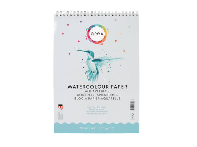 Aquarelblok Qrea A4 20vel 200gr spiraal