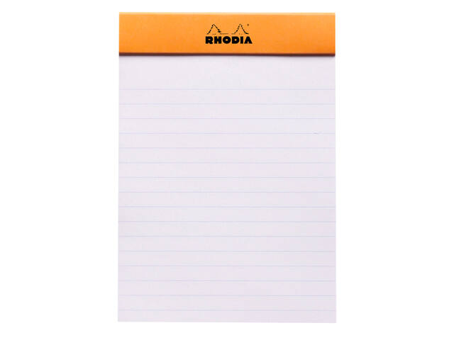 Schrijfblok Rhodia A6 lijn 80vel 80gr oranje