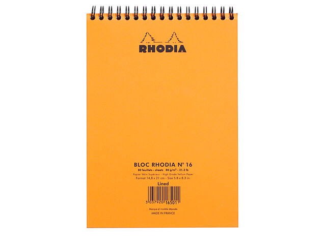 Spiraalblok Rhodia A5 lijn 160pag 80gr or