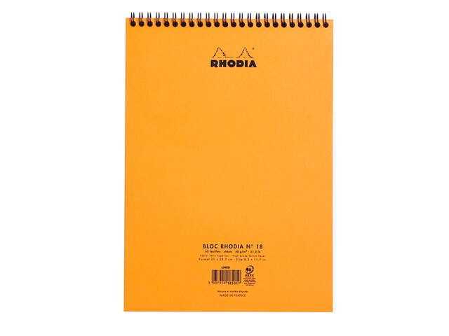 Spiraalblok Rhodia A4 lijn 160pag 80gr or