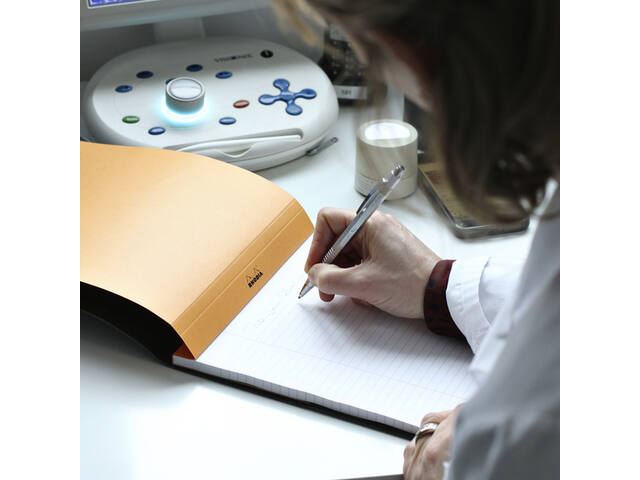 Schrijfblok Rhodia A6 lijn 80vel 80gr oranje