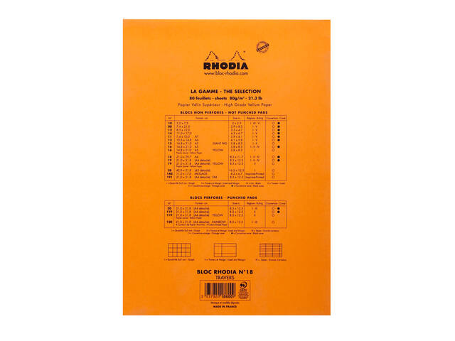 Schrijfblok Rhodia A4 lijn 80vel 80gr or