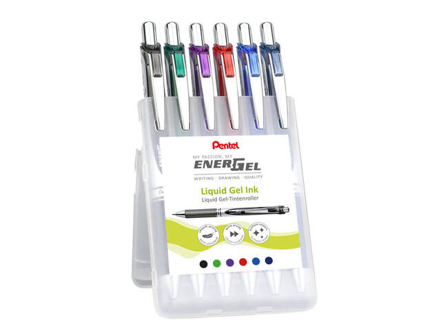 Gelschrijver Pentel BL77 Energel M 6st assorti